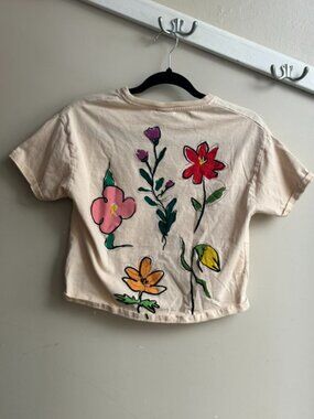 🌸🤍 Zara Floral Graphic T-Shirt – Cream – Age 12–13 🤍🌸